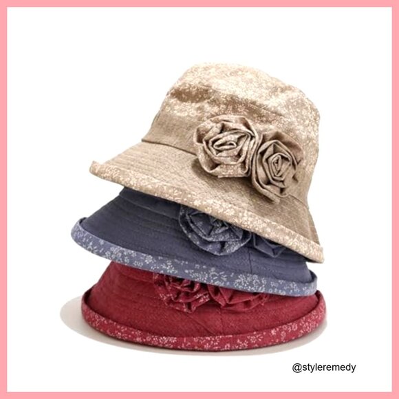 Cotton Linen Bucket Hat Wide Brim Sun Hat Adjustable UPF 50+ main image 5